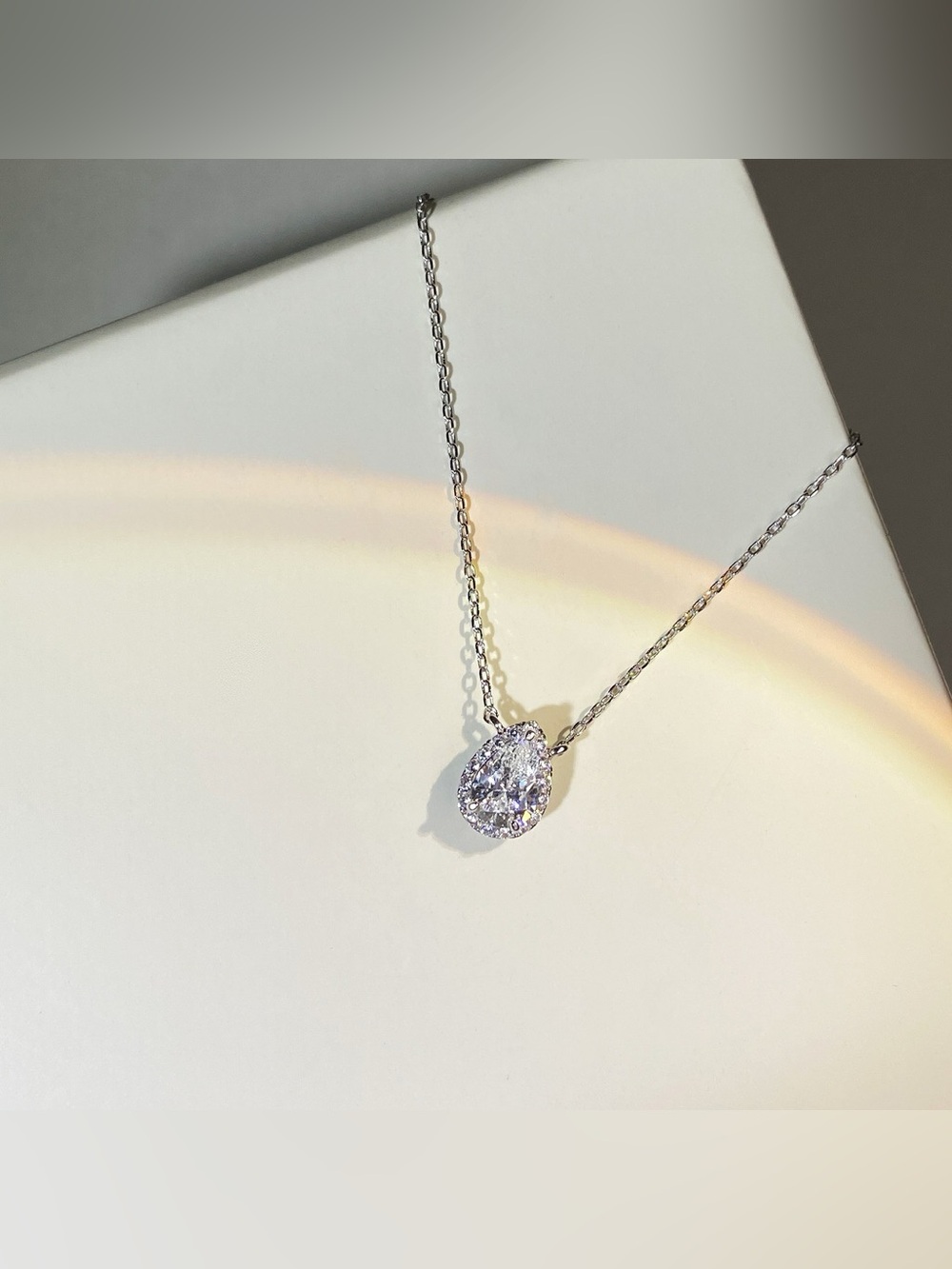 1.5 Carat 925 Sterling Silver Moissanite Teardrop Necklace